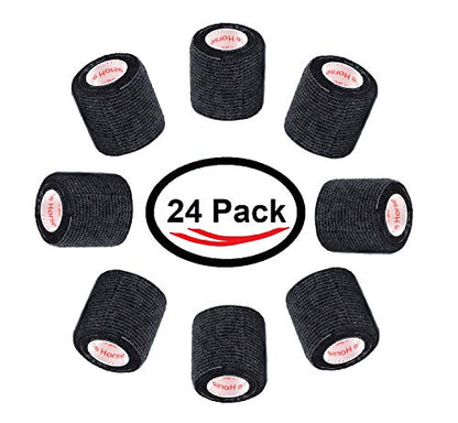 2 Inch Self Adhesive Bandage Wrap & Athletic Tape - 24Pk, Black - color: Black, size: 24 Rolls