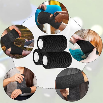 Treela 64 Pack 4" X 5 Yards Self Adhesive Bandage Wrap Black - color: Black, size: 4 Inch X 5 Yard