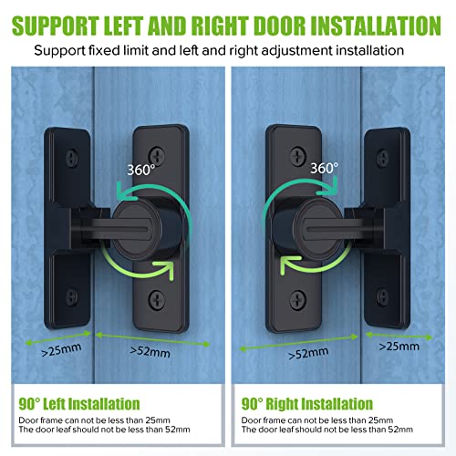 Barn Door Lock Hardware, 90 Degree Flip Latch Privacy Lock, Black | Heavy Duty Zinc Alloy Sliding Barn Door Latch for Bathroom, Bedroom, Closet, Garage, Shed and Gate - color: Black