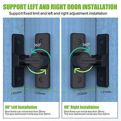 Barn Door Lock Hardware, 90 Degree Flip Latch Privacy Lock, Black | Heavy Duty Zinc Alloy Sliding Barn Door Latch for Bathroom, Bedroom, Closet, Garage, Shed and Gate - color: Black