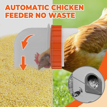 10 Port Automatic Chicken Feeder, No Waste Poultry Feeder with Lid - size: 10 Ports (85-120 LBS)