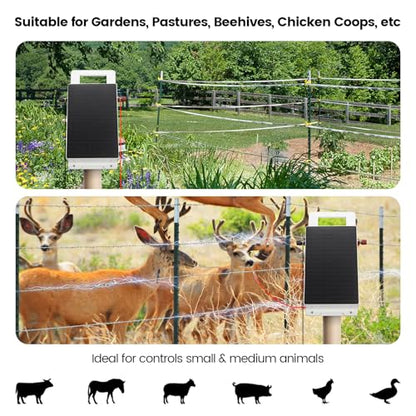 Solar Fence Charger - Briidea Solar Electric Fence Energizer for Up to 5.6 Miles, 0.3 Joules, IP66 Waterproof for Livestock, Gardens, Pastures & Wildlife Control, Energy Saving Design - color: 0.3 Joules with handle