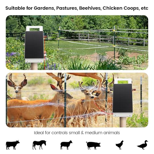 Solar Fence Charger, Briidea 5.6 Miles Solar Electric Fence Charger, 0.3 Joules, Easy to Carry & Install, Protect Your Livestock Garden Pasture from Wildlife, IP66 Waterproof, Save Your Money