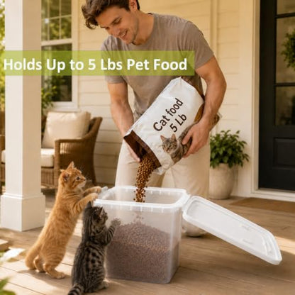 5-10 Lbs Airtight Cat Dog Food Storage Container, 8QT Compact Pet Food Bin - color: Bright White