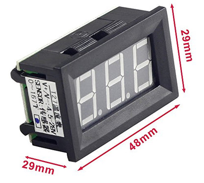 UCTRONICS 0-167°F Fahrenheit Digital Temperature Meter Blue LED Display 10K MF55 Type NTC Thermistor Temp Sensor 2-Wires Reverse Polarity Protection with Black Case