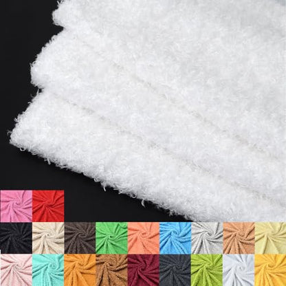 Surf turtle White Curly Teddy Fleece Faux Fur Fabric 36" x 59" - color: White, size: 36 x 59 inches