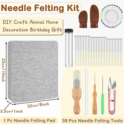 41 Pieces Needle Felting Kit Tools with Hand Wool Carders Needles Felting Pad Mat Supplies for DIY Wool Projects