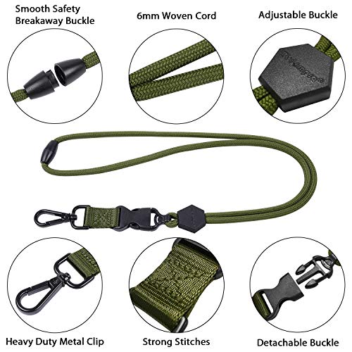 Wisdompro 23 inch Round Cord Lanyard with Safety Breakaway Buckle - color: Army Green