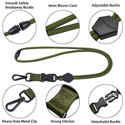 Wisdompro 23 inch Round Cord Lanyard with Safety Breakaway Buckle - color: Army Green