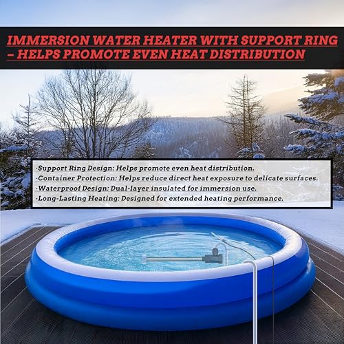 Immersion Water Heater 3500W 240V Portable Bathtub & Pool Submersible Electric Water Heater with Leakage Protection & Thermosta for Hot Tub, Above-Ground Pool, Baptistry & Inflatable Pool