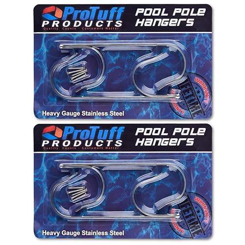 ProTuff 490 Promise 2-Pack Stainless Pool Pole Hanger, Wall Mount - size: 2 Brackets