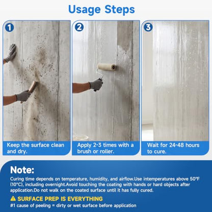 Transparent Waterproof Sealant 70oz, Clear Invisible Coating | 2KG Water-based acrylic sealer, Bonds to roofs, walls, bathrooms, concrete & wood, UV-resistant & flexible, Easy to apply - size: 70 oz