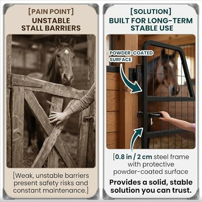 Welded Horse Stall Door, 48 x 32in Stall Guards for Horses with Two-Way Opening, Heavy Duty 0.8in Stall Gate, Stronger Horse Stall Guard Ideal for Standard Barn Doorways and Equestrian Properties