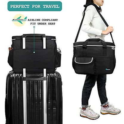 PetAmi Dog Travel Bag Organizer, Pet Supplies Tote Diaper Bag, Black Medium - color: Black, size: Medium - 14.5"L x 8"W x 12.0"H