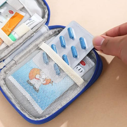 Portable Mini First Aid Pouch, Empty Travel Medicine Bag Pills Pocket for Travel School Home (Dark Blue) - color: Dark Blue