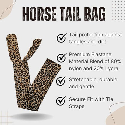 Ranch Hand Premium Lycra Tail Bag – Horse Tail Bag Made from Durable Stretchable Lycra – Gentle on Hair and Free from Damage – Horse Tail Protection Bag for Grooming – 24 Inches - Leopard - color: Leopard