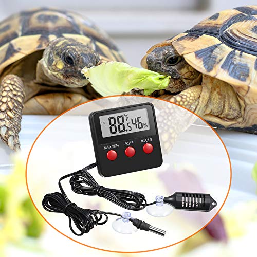 Weewooday 2 Pcs Digital Reptile Thermometer Hygrometer Gauge with Probes | Terrarium Habitat Monitoring Display, Indoor Outdoor Use, Max Min Memory, Probe Sensor, Reptile Pet Care Greenhouse Garden