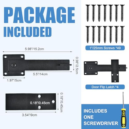 6 Inch Farm Flip Fence Gate Latch, 4 Pcs Heavy Duty Barn Door Latch Lock Hardware Outdoor Rustic Gate Lock for Barn, Shed, Sliding Doors, Cabinet