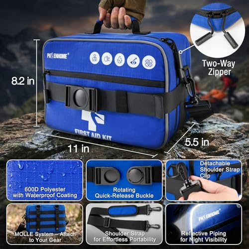 528 PCS Advanced First Aid Kit – Large 6-in-1 Modular Waterproof Well-Organized Emergency Kit for Home, Car, Travel, Camping, Boat & Outdoor - color: Blue