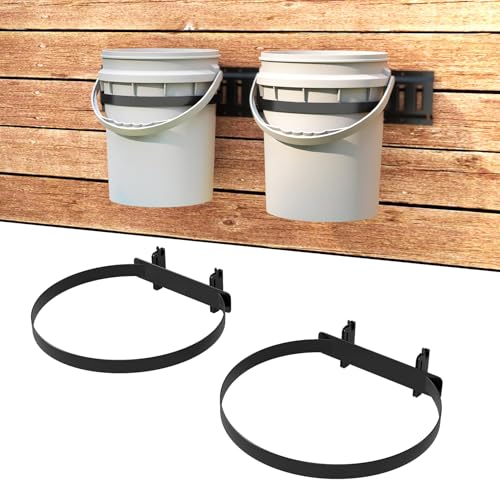 lesolar 2 Pcs E Track 5 Gallon Bucket Holder, Wall Mounted Bucket Hanger - style: 2pcs