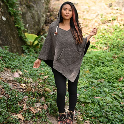 virblatt - Poncho Men & Women | Wool & Fleece | Unisex Hooded Winter Poncho - color: Grey, size: XX-Large