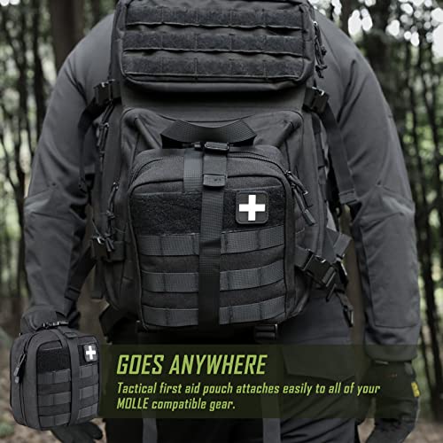 LIVANS 1000D First Aid Bag Empty, Medical Ifak Pouch for Emergency & EMT - color: Black(7.1"l X 3.5"w X 8"h)