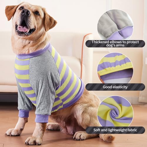 FUAMEY Dog Recovery Sleeve with Elbow Protector, Purple Stripes M | Stop Licking Joints,Pet Long Sleeve Suit Protecting Dog's Front Leg Arm Wounds Cover Skin Conditions,Hot Spots - color: Purple Stripes, size: M(Weight:28-44lbs)