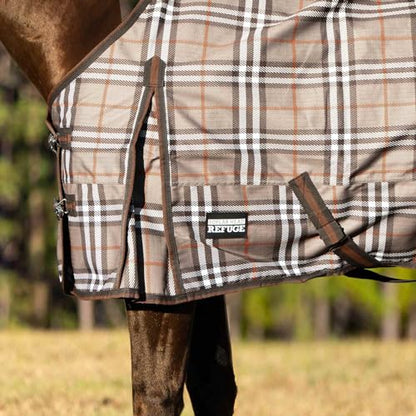 Jeffers Poplar Head Refuge 1200 Denier Turnout Blanket, 72" – Waterproof & Breathable Horse Blanket, 240g Insulation, Plymouth Brown Plaid, Adjustable Fit for Comfort & Safe Use, Durable Design - size: 72 in