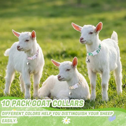 10 Pack Floral Goat Collars Adjustable Grazing Collar with Copper Bells - color: 10 Pack