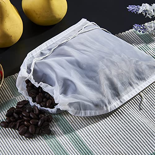 6 Pieces Nut Milk Bags Nylon Food Strainer Bags 200 Micron Milk Filter Bag Nylon Straining Bag Fine Mesh Nut Milk Bag Fine Mesh Filter Bag Coffee Filter Bag Tea Filter Bag(White, 6x8 inch)