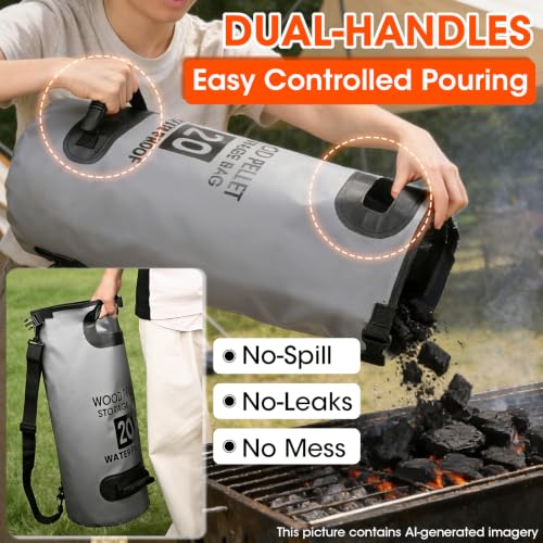 33LB Wood Pellet Storage Bag, Waterproof Charcoal Container, 1PCS - color: Grey-1pcs