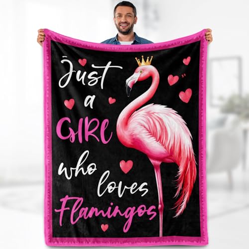 Flamingo Blanket Gifts for Girl Woman - Just A Girl Who Loves Flamingos Pink Tropical Animal Lovers for Kids Teen Adults Soft Cozy Couch Decor Birthday Christmas Lightweight Blanket 60"x80" - color: Flamingo, size: 60"x80"