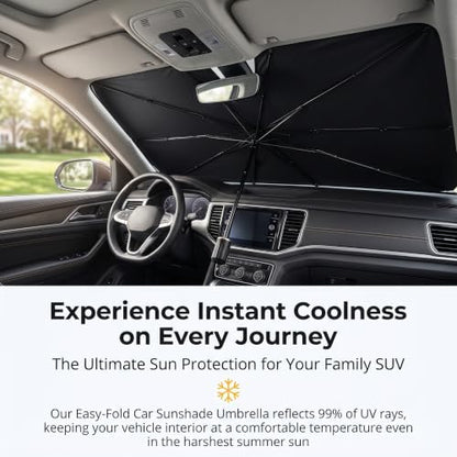 1 PC Car Sunshade Umbrella, Windshield Sun Shade with UV Block, Foldable Reflective Sunscreen Front Window Cover, Universal for Most Cars, Trucks, SUVs (55"x 31" Sliver #B) - color: Silver #B