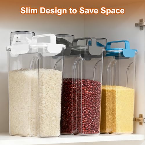 Uppetly Dog Cat Food Storage Container, 5-7Lbs Pet Food Containers, Airtight Cat Food Container with Portable Handle & Measuring Cup, Small Animal Dry Food Dispenser for Dogs, Cats and Birds Grey - color: Grey