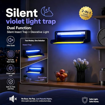 Fruit Fly UV Light Trap Indoor Commercial for Restaurants Bug Zapper 1 PCS - style: 1pack-Black-w/5 Sticky Glue Boards