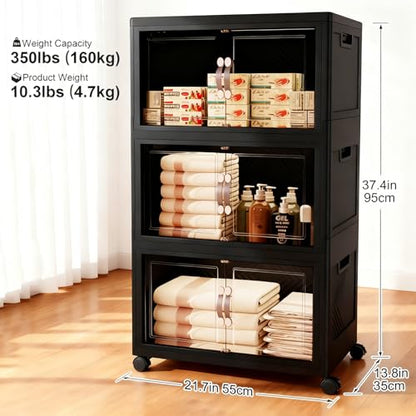 Collapsible Storage Bins with Lids&Wheels-192QT(48Gal) - size: Three-Layer with one Lid