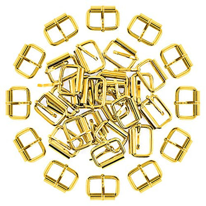 Swpeet 60Pcs 1 Inch / 25mm Heavy Duty Metal Ring Buckle Webbing Belts - color: Gold, style: Metal Roller Buckles