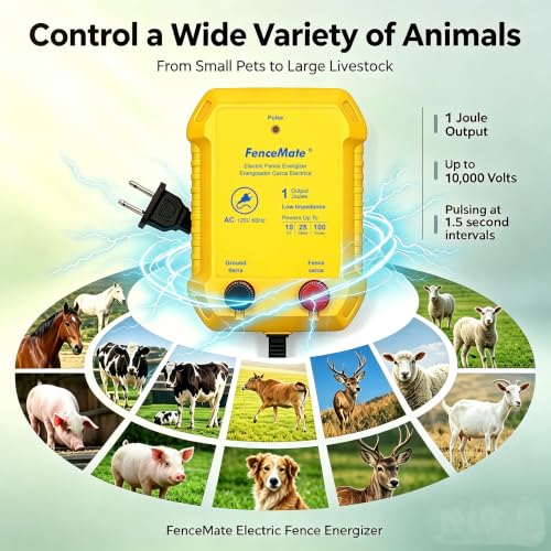 FenceMate AC Powered Electric Fence Charger Output 1J up to 25 Miles