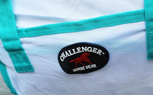 Challenger Horse Mesh Light Weight Summer Fly Sheet Spring Airflow White 73403B - color: White with Turquoise Trim, size: 78 inches