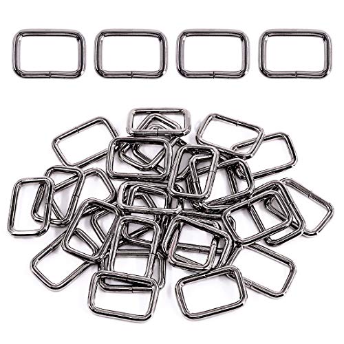 Swpeet 60Pcs 1 Inch / 25mm Heavy Duty Metal Ring Buckle Webbing Belts - color: Gun-black, style: Metal Rectangle Ring