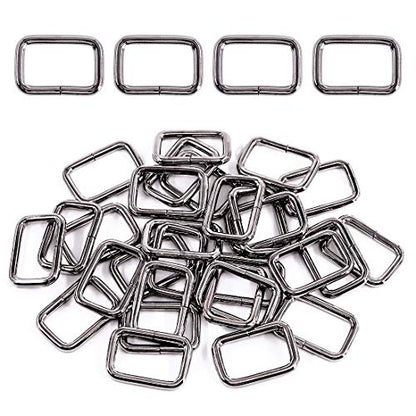 Swpeet 60Pcs 1 Inch / 25mm Heavy Duty Metal Ring Buckle Webbing Belts - color: Gun-black, style: Metal Rectangle Ring