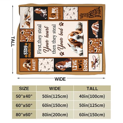 Basset Hound Blanket Ultra Soft Cozy Cute Dog Throw Blanket Fleece Fuzzy Plush Bedding Blanket Basset Hound Lovers Gifts for Women Girls Adults Couch Sofa 60"x50" - color: Basset, size: 60"x50"