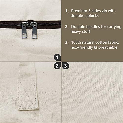 AMJ Set of 2, Storage Bags with 3-Side Zip Open & Handles, House Move or Winter Garment Storage in Wardrobe, Beige - color: Beige, 2PCS