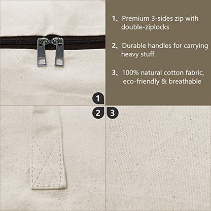 AMJ Set of 2, Storage Bags with 3-Side Zip Open & Handles, House Move or Winter Garment Storage in Wardrobe, Beige - color: Beige, 2PCS
