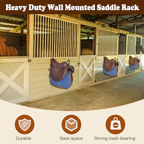 Saddle Rack with Pad Bar for Horse, Heavy Duty Wall Mounted Saddle