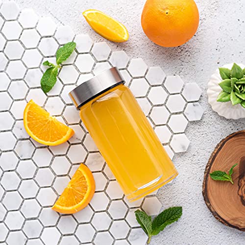 Juice Bottles - 4 Pack Wide Mouth Glass Bottles & Stainless Steel Lids,10oz - size: 10 oz