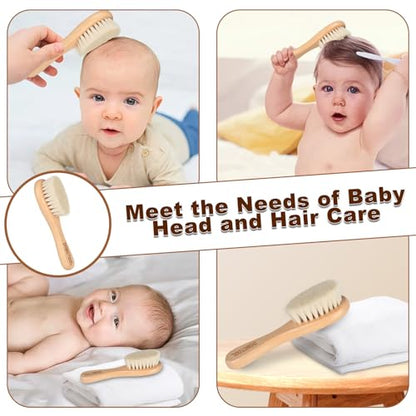 DEBETOOL 2-Pack Baby Hair Brush with Soft Goat Bristle