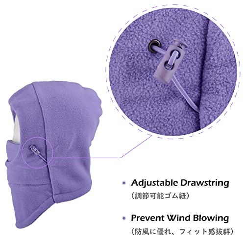 TRIWONDER Kids Winter Hats Balaclava Ski Mask for Boys Girls Toddlers Windproof Adjustable Cold Weather Face Mask Neck Warmer - color: Light Purple
