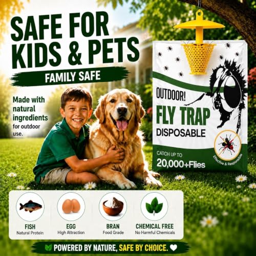 Fly Traps Outdoor 9 Pack, High-Capacity Disposable Water-Activated Hanging Bags - Outdoor Protection Pouches for Horse Stables, Barns, Ranches and Yards
