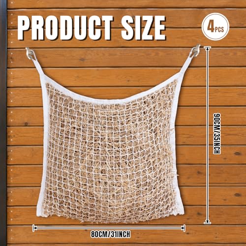 Slow Feed Hay Nets for Horses, Large Capacity Hay Bags, 4 Pack - size: 4PCS-White